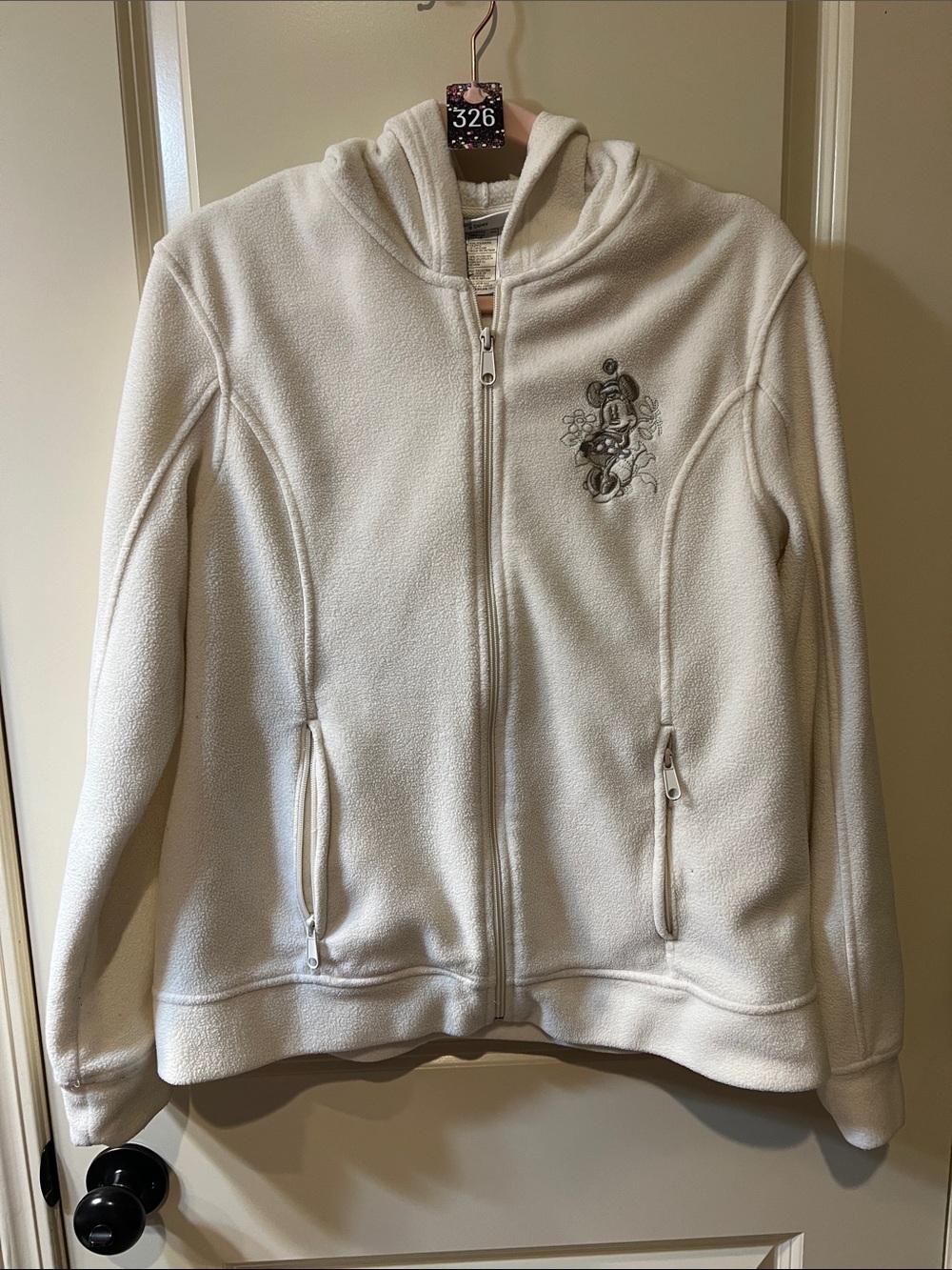 Disney Cream Hooded Fleece Zip Jacket with Embroidered Minnie H426
